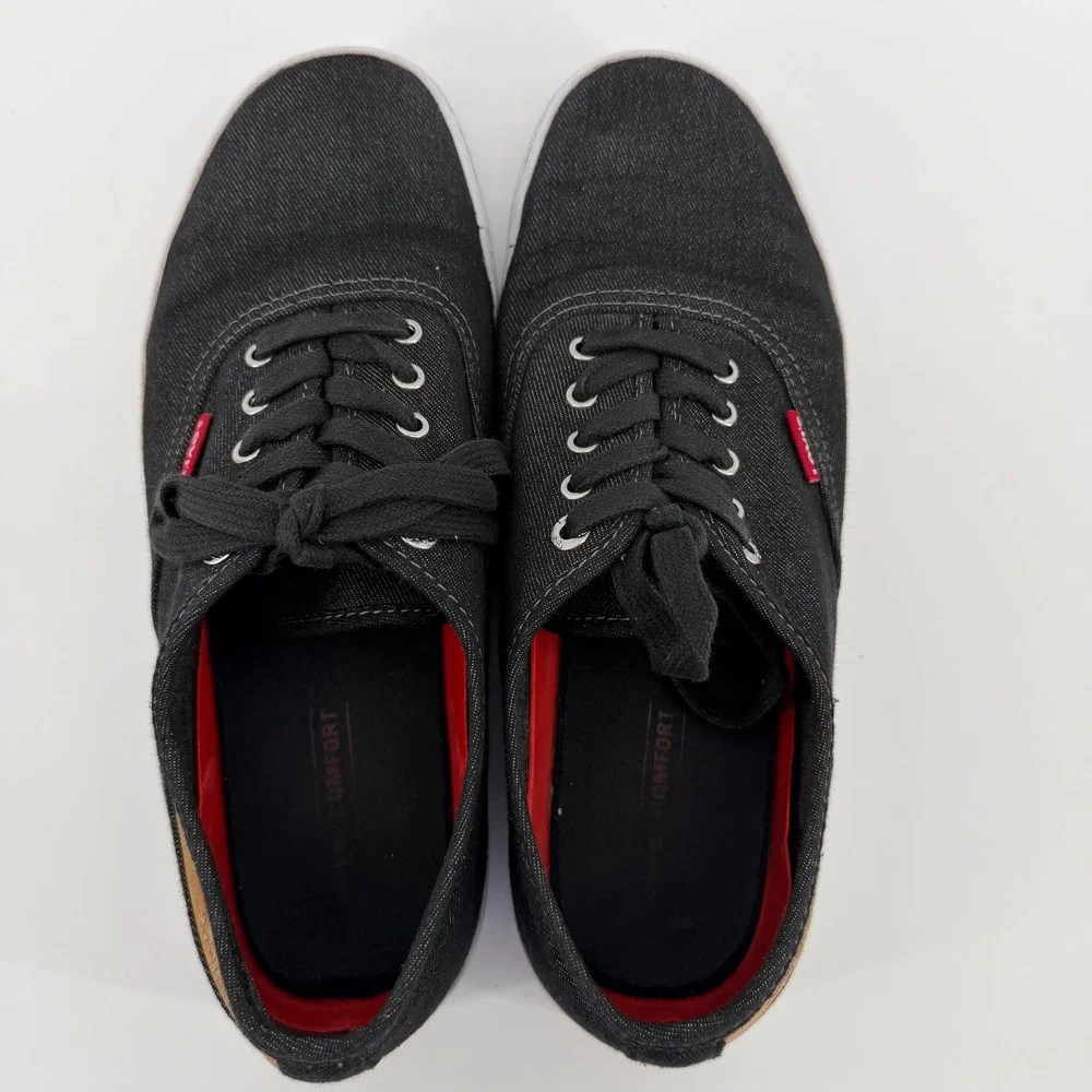 Levi's Low Top Sneaker Mens 9 Black Denim Canvas Lace Up Casual 51764240A